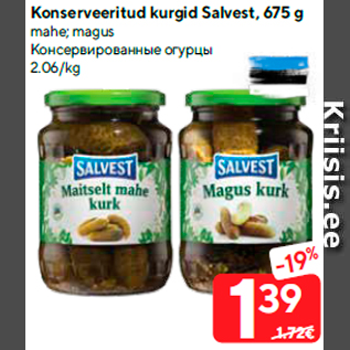 Allahindlus - Konserveeritud kurgid Salvest, 675 g