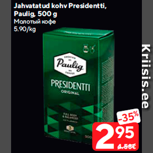 Allahindlus - Jahvatatud kohv Presidentti, Paulig, 500 g