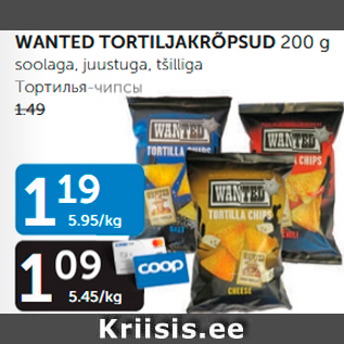 Allahindlus - WANTED TORTILJAKRÕPSUD 200 g