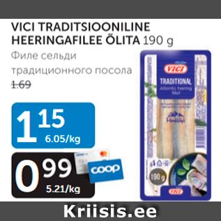 Allahindlus - VICI TRADITSIOONILINE HEERINGAFILEE ÕLITA 190 g