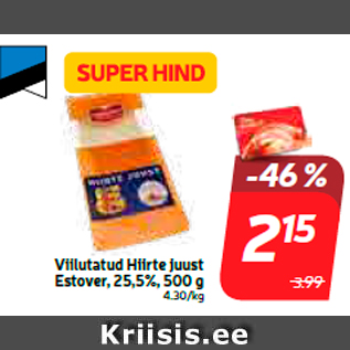 Allahindlus - Viilutatud Hiirte juust Estover, 25,5%, 500 g