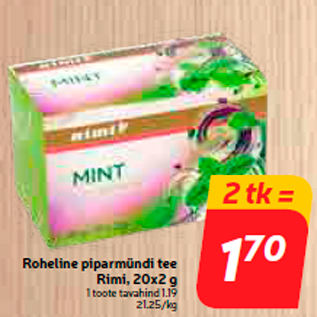 Allahindlus - Roheline piparmündi tee Rimi, 20x2 g