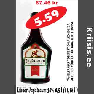 Allahindlus - Liköör Jagdtraum 30% 0,5l