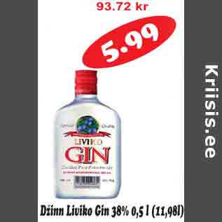 Allahindlus - Džinn Liviko Gin 38% 0,5l
