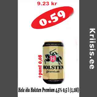 Allahindlus - Hele õlu Holsten Premium 4,5% 0,5l