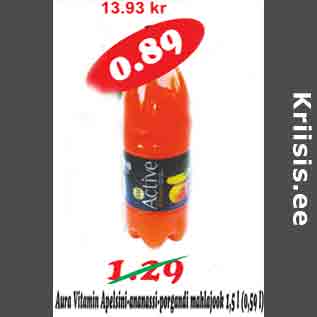 Allahindlus - Aura Vitamin Apelsini-ananassi-porgandi mahlajook 1,5l