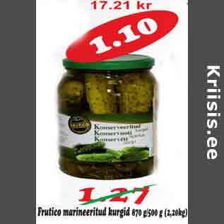 Allahindlus - Frutico marineeritud kurgid 870g/500g