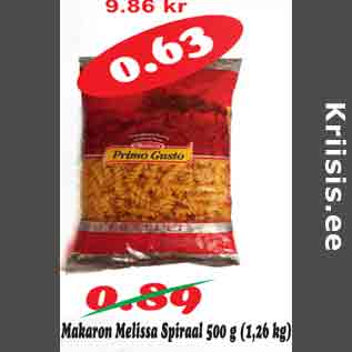 Allahindlus - Makaron Melissa Spiraal 500g