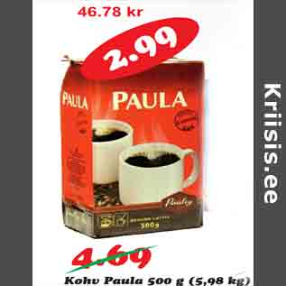 Allahindlus - Kohv Paula 500 g