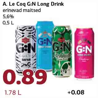 Скидка - Алкогольный напиток Le Coq G: N Long Drink разные вкусы 5,6% 0,5 л