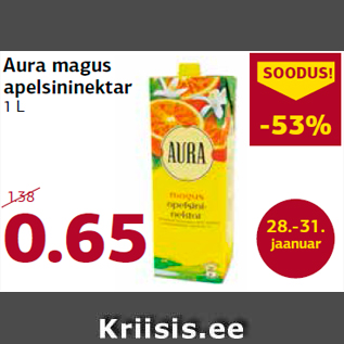 Скидка - Апельсиновый нектар Aura 1 л