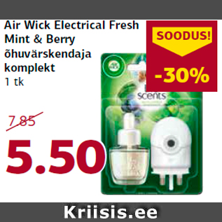 Allahindlus - Air Wick Electrical Fresh Mint & Berry õhuvärskendaja komplekt 1 tk