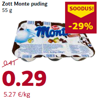 Allahindlus - Zott Monte puding 55 g