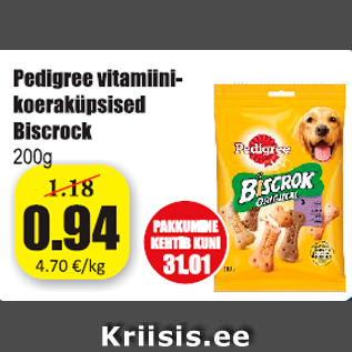 Allahindlus - Pedigree vitamiini-koeraküpsised Biscrock 200 g