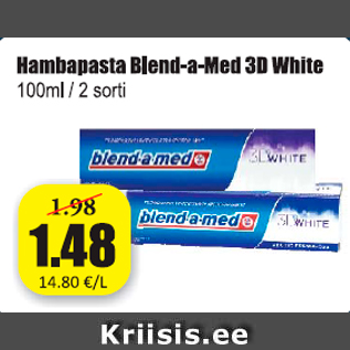 Allahindlus - Hambapasta Blend-a-Med 3D White