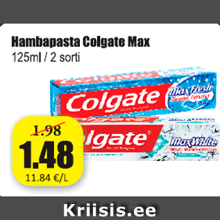 Allahindlus - Hambapasta Colgate Max