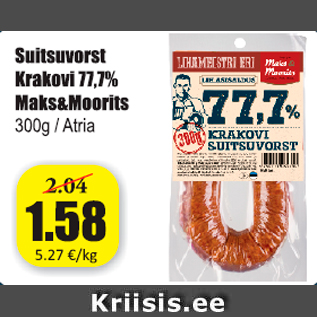Allahindlus - Suitsuvorst Krakovi 77,7% Maks&Moorits