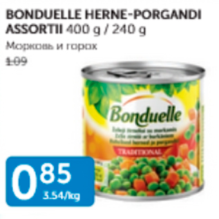 Allahindlus - BONDUELLE HERNE-PORGANDI ASSORTII 400 G / 240 G