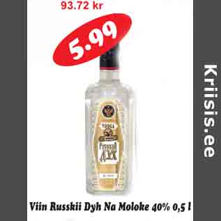 Allahindlus - Viin Russkii Dyh Na Moloke 40% 0,5l