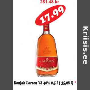 Скидка - Коньяк Larsen VS 40% 0,5 л