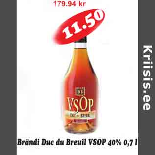 Allahindlus - Brändi Duc du Breuil VSOP 40% 0,7 l