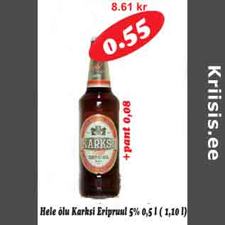 Allahindlus - Hele õlu Karksi Eripruul 5% 0,5 l