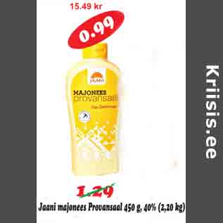 Allahindlus - Jaani majonees Provansaal 450 g, 40%