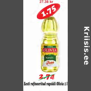 Allahindlus - Eesti rafineeritud rapsiõli Olivia 1 l