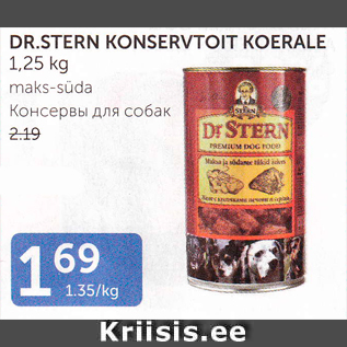 Allahindlus - DR.STERN KONSERVTOIT KOERALE 1,25 kg