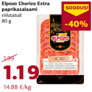 Allahindlus - Elpozo Chorizo Extra paprikasalaami