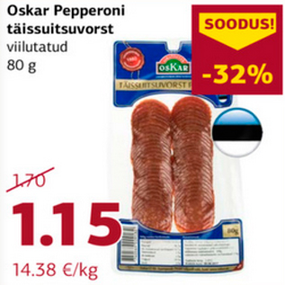 Allahindlus - Oskar Pepperoni täissuitsuvorst