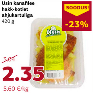 Allahindlus - Usin kanafilee hakk-kotlet ahjukartuliga 420 g