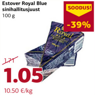 Allahindlus - Estover Royal Blue sinihallitusjuust 100 g