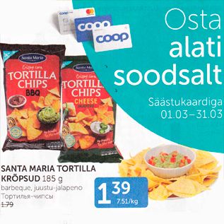 Allahindlus - SANTA MARIA TORTILLA KRÕPSUD 185 G