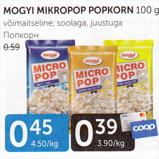 Allahindlus - MOGYI MIKROPOP POPKORN 100 G