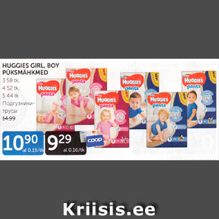 Allahindlus - HUGGIES GIRL BOY PÜKSMÄHKMED