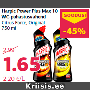 Allahindlus - Harpic Power Plus Max 10 WC-puhastusvahend