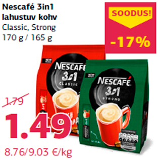 Allahindlus - Nescafé 3in1 lahustuv kohv