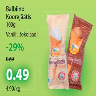 Allahindlus - Balbiino Koorejäätis vanilli šokolaadi