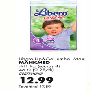 Allahindlus - Mähkmed Libero Up&Go Jumbo Maxi