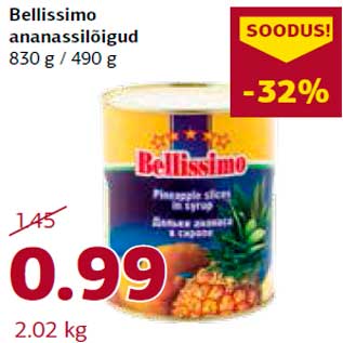 Allahindlus - Bellissimo ananassilõigud