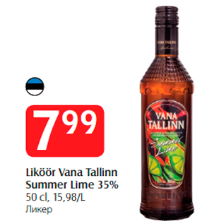 Allahindlus - Liköör Vana Tallinn Summer Lime 35%