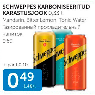 Allahindlus - SCHWEPPES KARBONISEERITUD KARASTUSJOOK 0,33 L