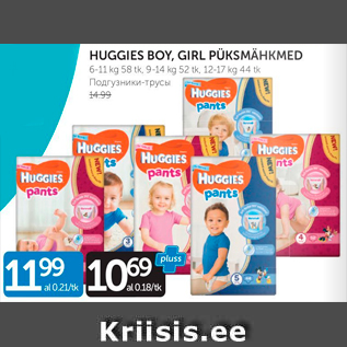 Allahindlus - HUGGIES BOY, GIRL PÜKSIMÄHKMED