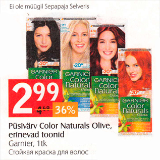 Allahindlus - Püsivärv Color Naturals Olive, erinevad toonid