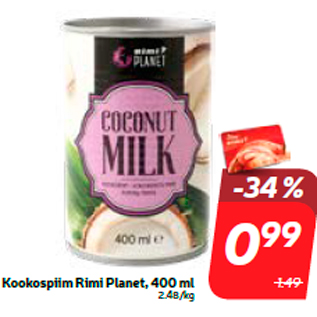 Скидка - Кокосовое молоко Rimi Planet, 400 мл