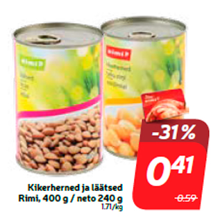 Скидка - Нут и чечевица Rimi, 400 г / нетто 240 г