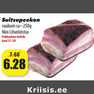 Allahindlus - Suitsupeekon vaakum ca~250g Nõo Lihatööstus