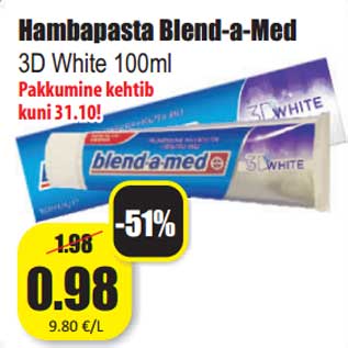 Allahindlus - Hambapasta Blend-a-Med 3D White 100ml