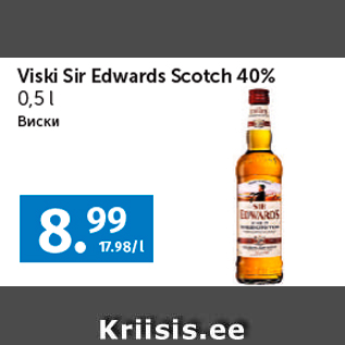 Allahindlus - Viski Sir Edwards Scotch 40% 0,5 l